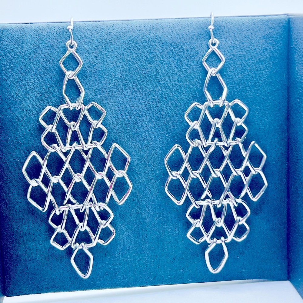 Alexis Bittar silver barbed wire chain drop earrings